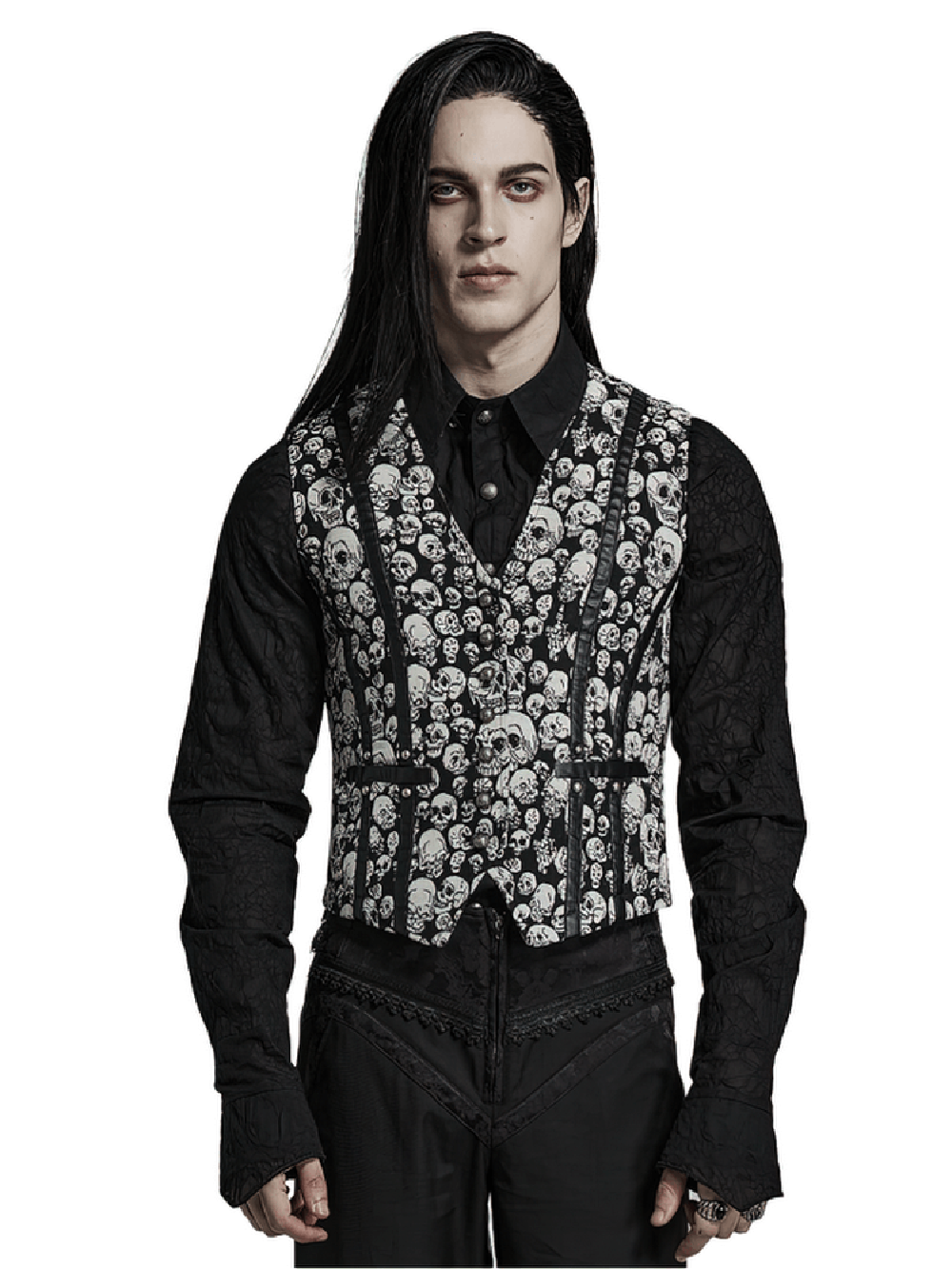 Men's Gothic Skull Jacquard Fitted Vest