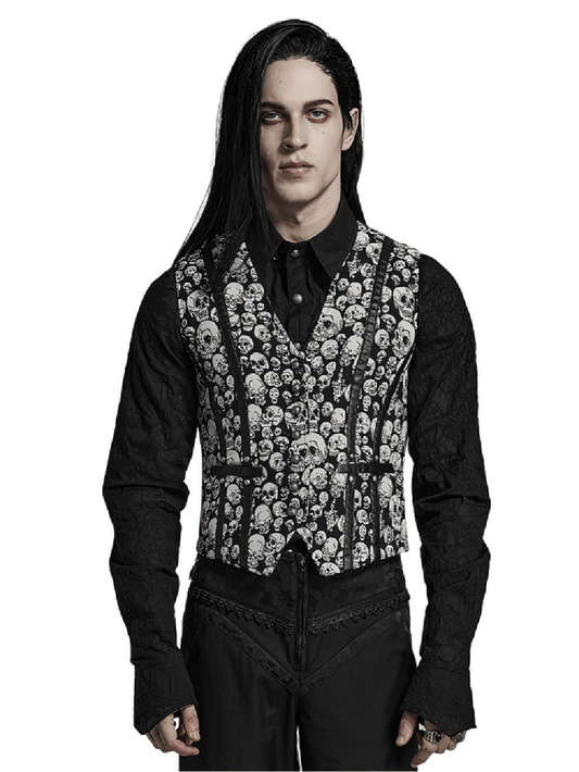 Men's Gothic Skull Jacquard Fitted Vest