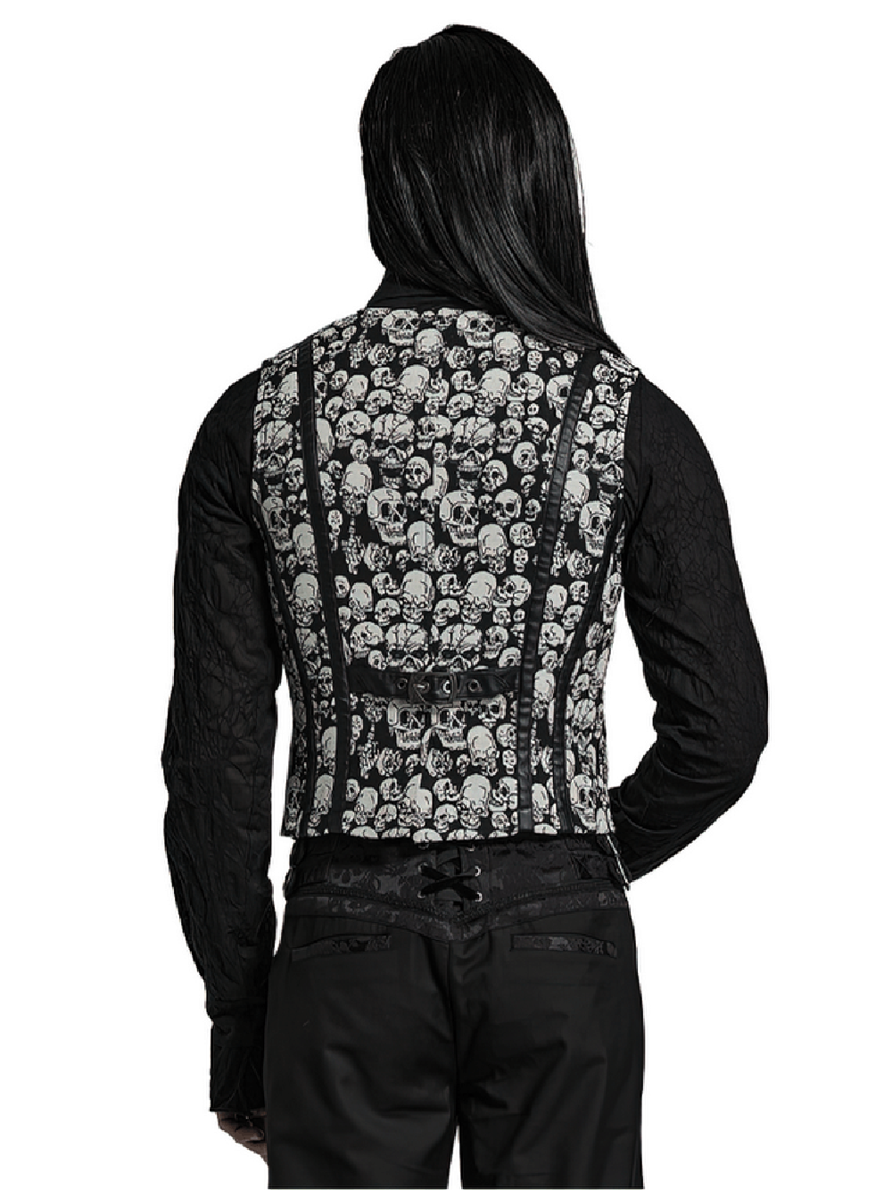 Men's Gothic Skull Jacquard Fitted Vest