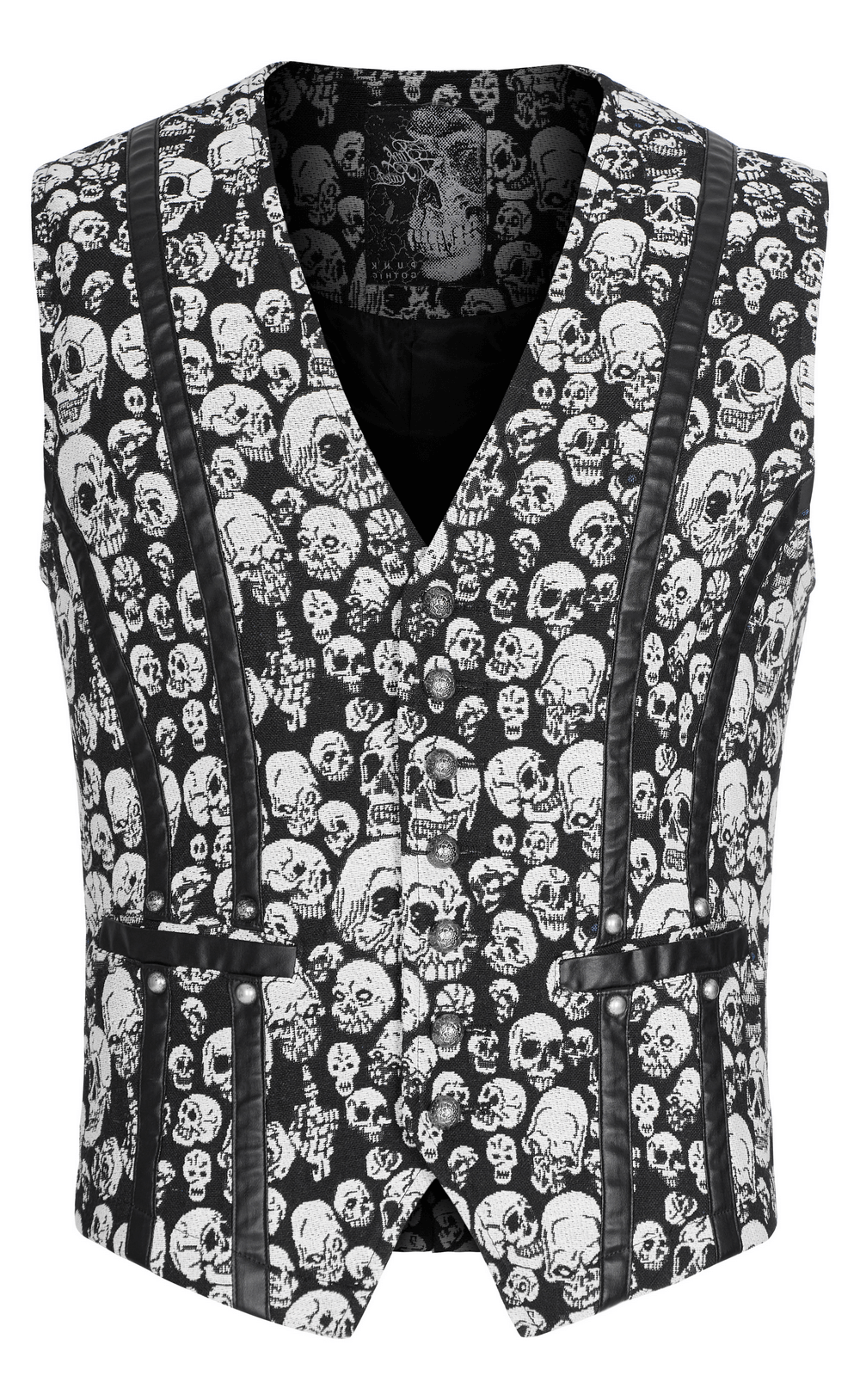 Men's Gothic Skull Jacquard Fitted Vest