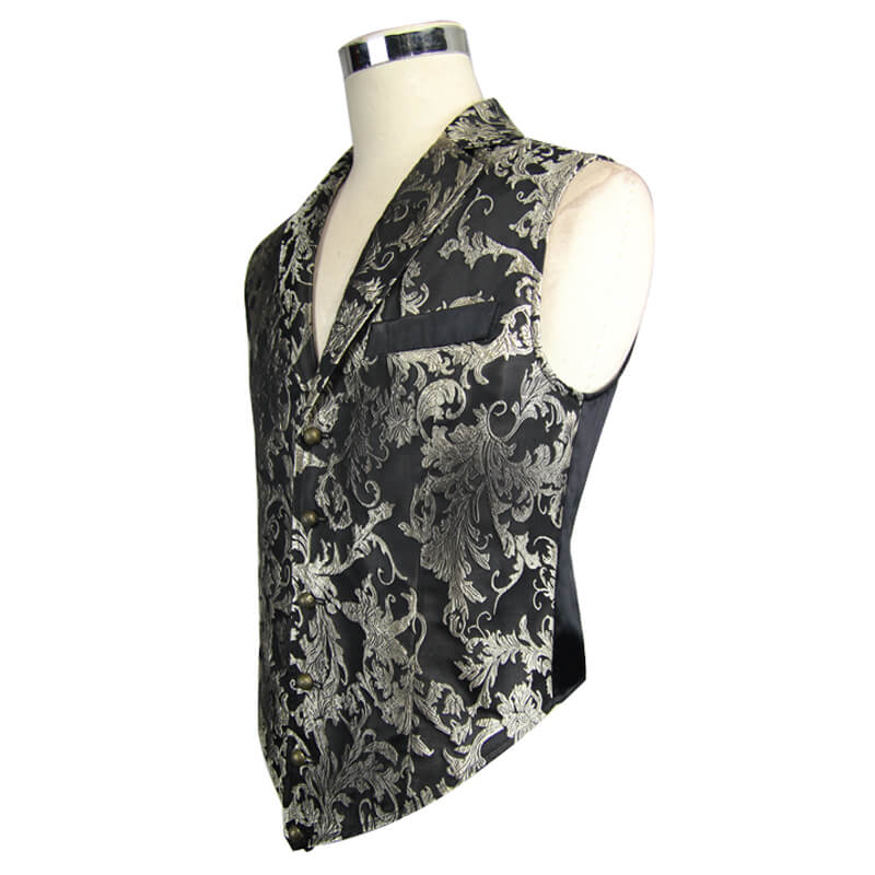 Men's Gothic Embroidered Waistcoat / Steampunk Turn-down Collar Waistcoat
