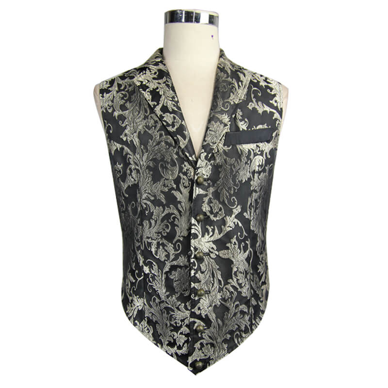 Men's Gothic Embroidered Waistcoat / Steampunk Turn-down Collar Waistcoat