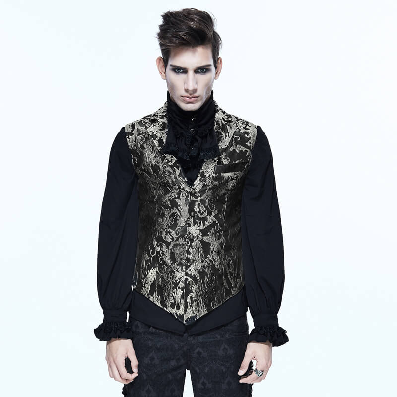 Men's Gothic Embroidered Waistcoat / Steampunk Turn-down Collar Waistcoat