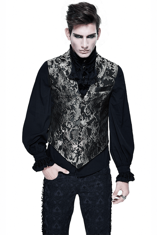 Men's Gothic Embroidered Waistcoat / Steampunk Turn-down Collar Waistcoat