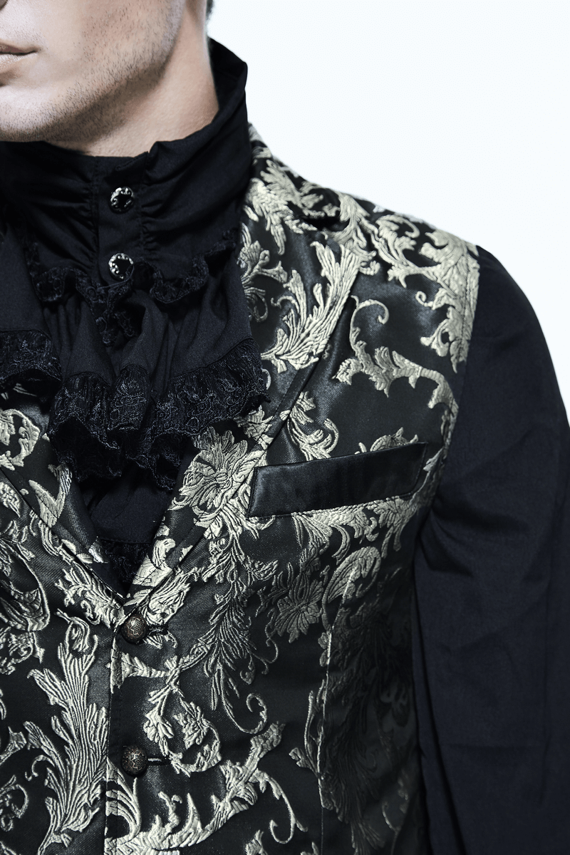 Men's Gothic Embroidered Waistcoat / Steampunk Turn-down Collar Waistcoat