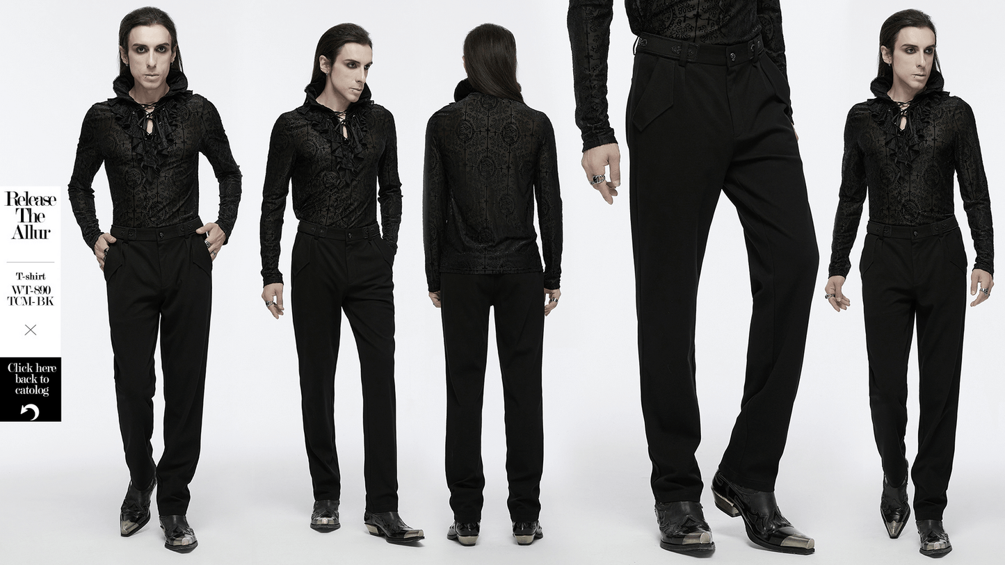 Men's Gothic Straight-Leg Trousers with Retro Buckles