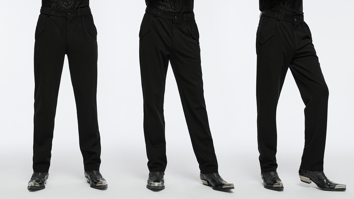 Men's Gothic Straight-Leg Trousers with Retro Buckles