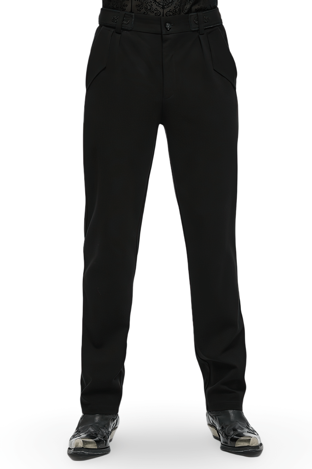 Men's Gothic Straight-Leg Trousers with Retro Buckles