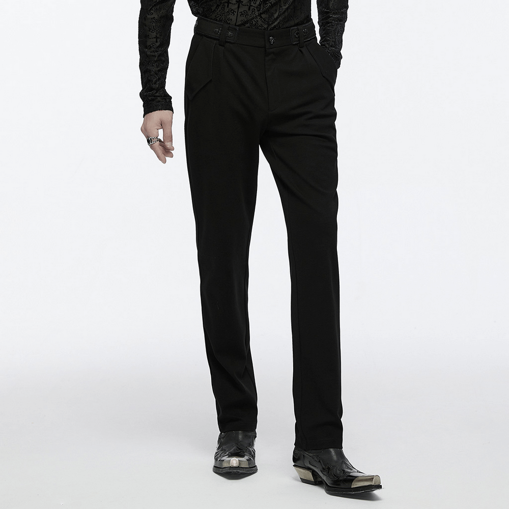 Men's Gothic Straight-Leg Trousers with Retro Buckles