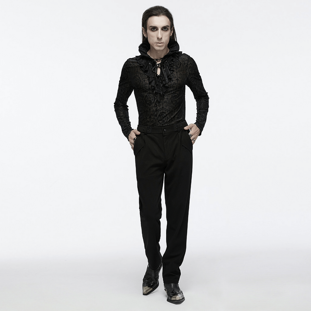 Men's Gothic Straight-Leg Trousers with Retro Buckles