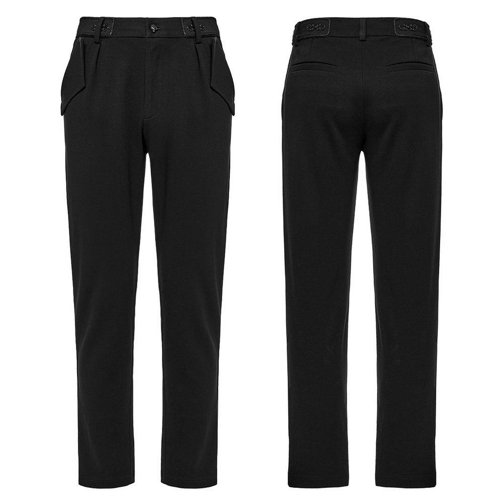 Men's Gothic Straight-Leg Trousers with Retro Buckles