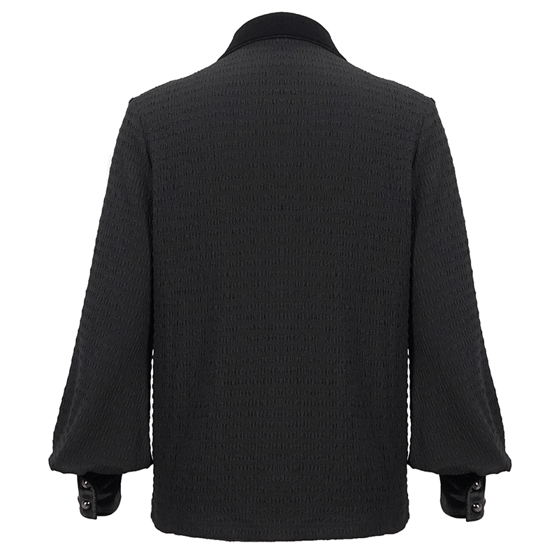 Men's Gothic Strappy Puff Sleeved Shirt / Male Turn-Down Collar Loose Shirt with Lace up