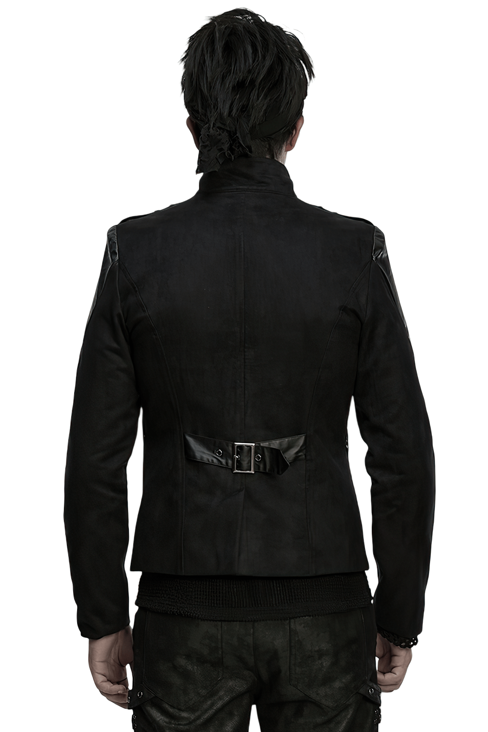 Men's Gothic Suede and Twill Cyberpunk Eyelet Jacket