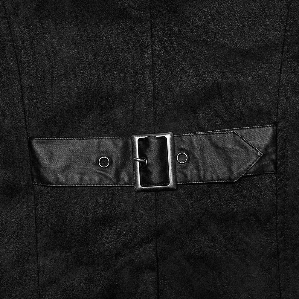 Men's Gothic Suede and Twill Cyberpunk Eyelet Jacket