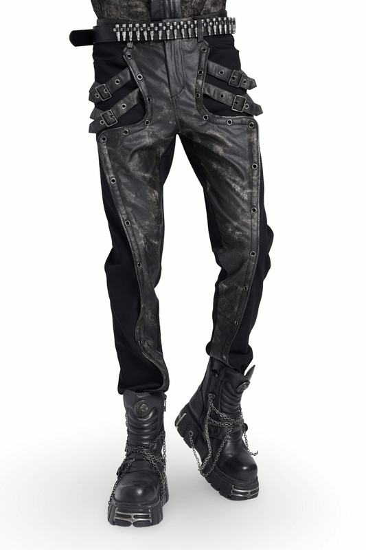 Men's Gothic Techwear Pants with Buckles and Panels