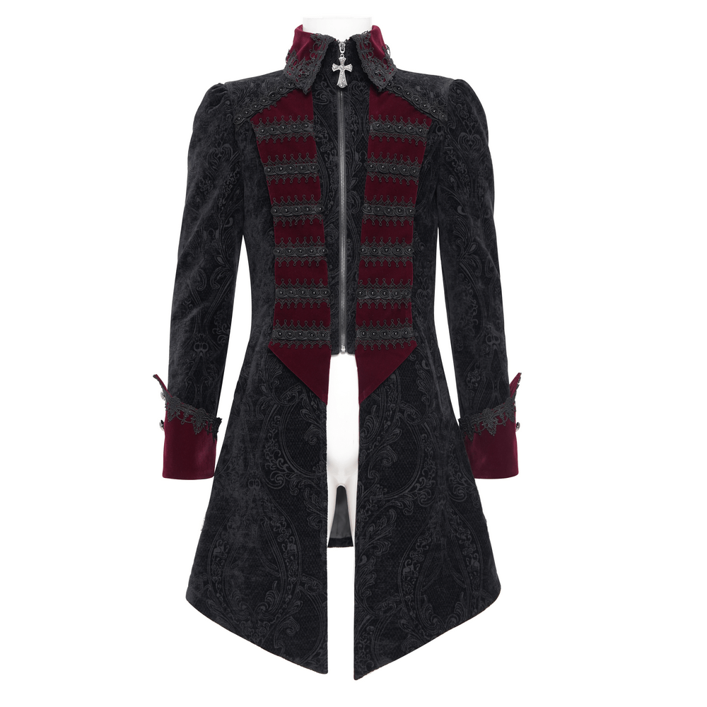 Men's Gothic Trim Tailcoat with Striking Cross Details