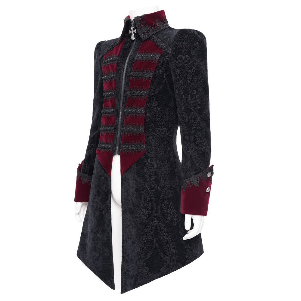 Men's Gothic Trim Tailcoat with Striking Cross Details