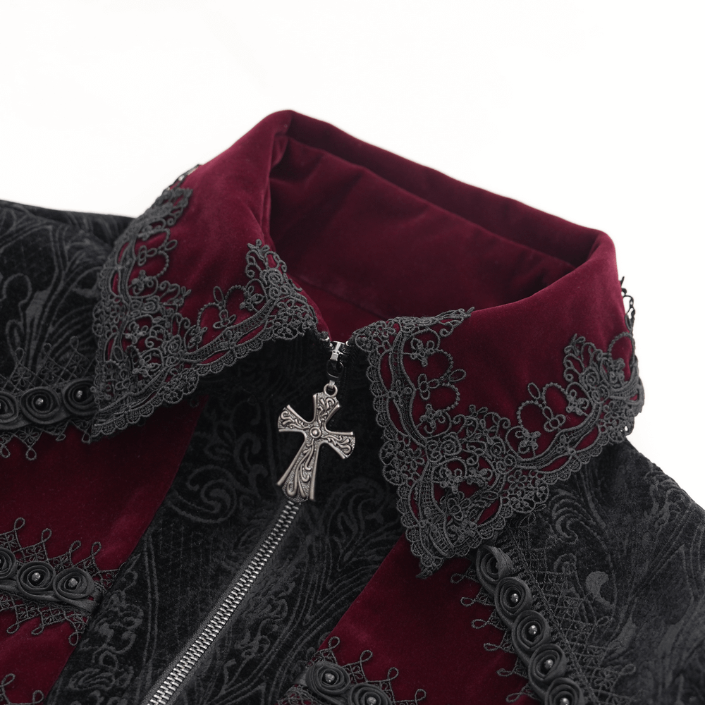 Men's Gothic Trim Tailcoat with Striking Cross Details