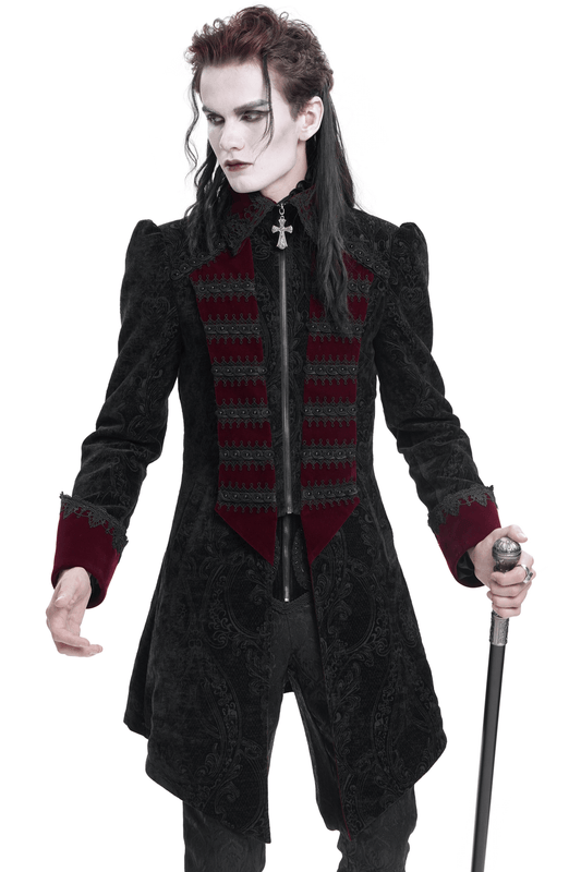 Men's Gothic Trim Tailcoat with Striking Cross Details