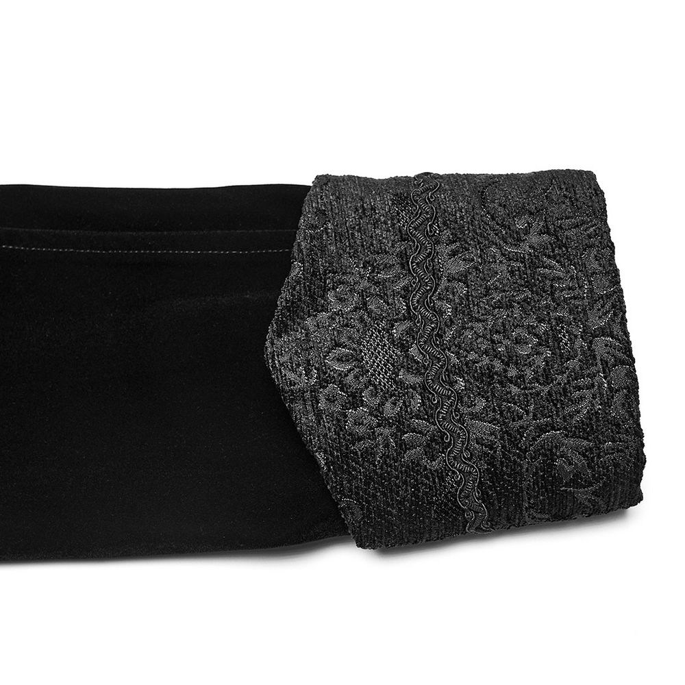 Men's Gothic Velvet Long Coat with Jacquard Detailing