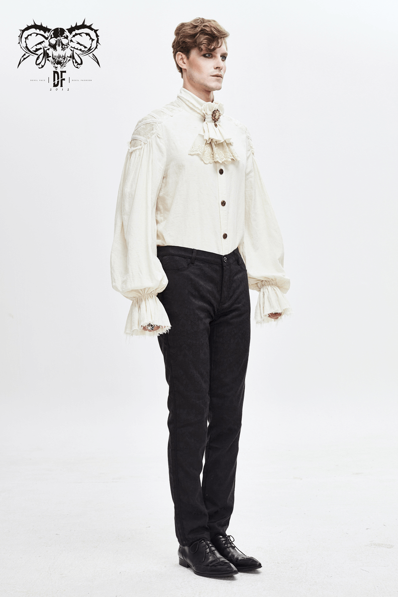 Men's Gothic White Cotton Tie for Shirt / Gorgeous Retro Neckties / Alternative Fashion