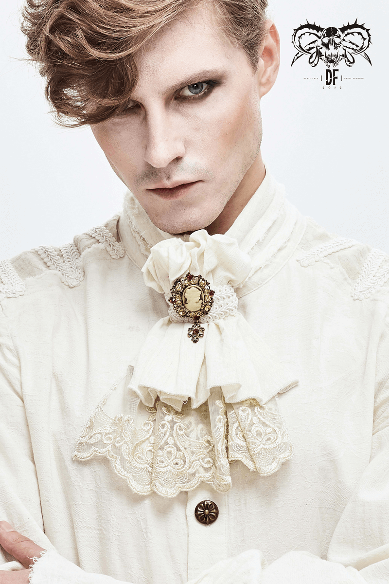 Men's Gothic White Cotton Tie for Shirt / Gorgeous Retro Neckties / Alternative Fashion