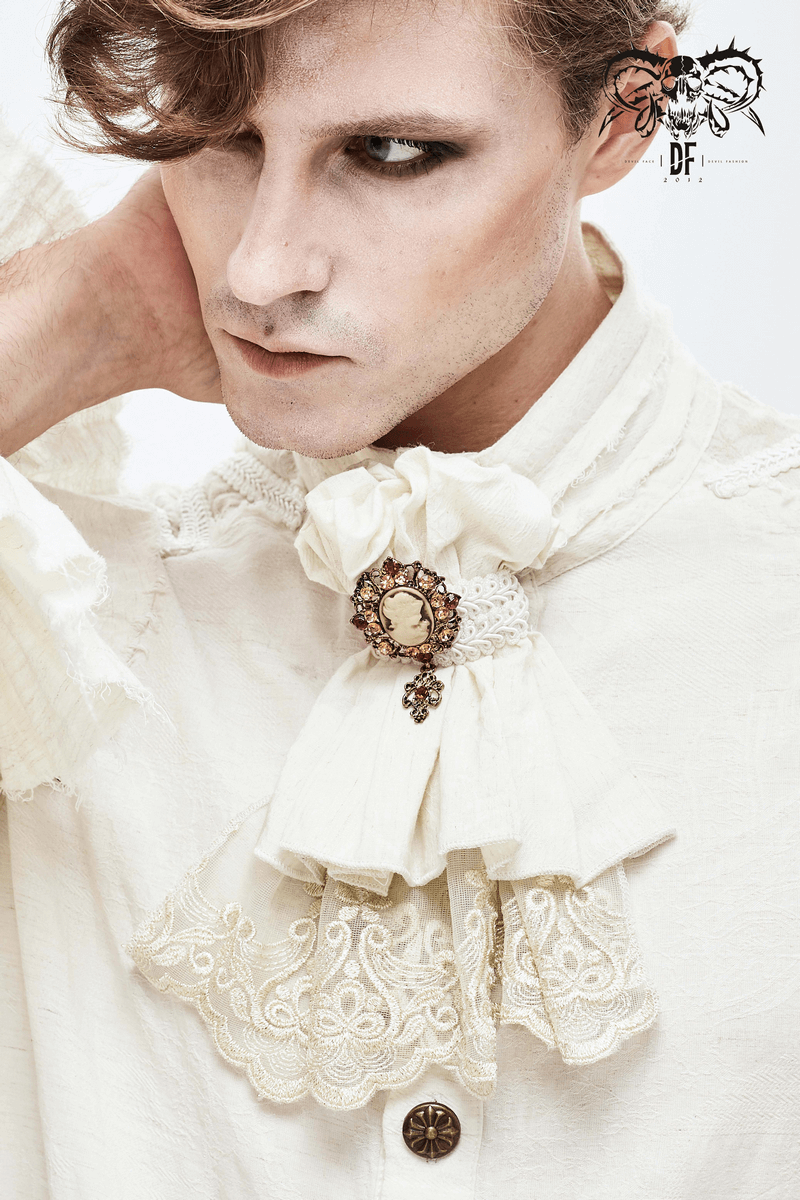 Men's Gothic White Cotton Tie for Shirt / Gorgeous Retro Neckties / Alternative Fashion