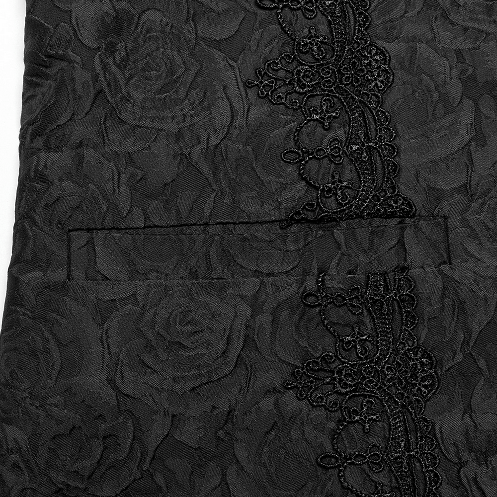 Men's Gothic Zipper Black Waistcoat with Flip Collar