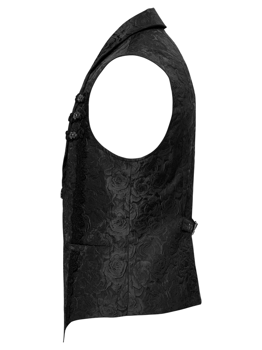 Men's Gothic Zipper Black Waistcoat with Flip Collar