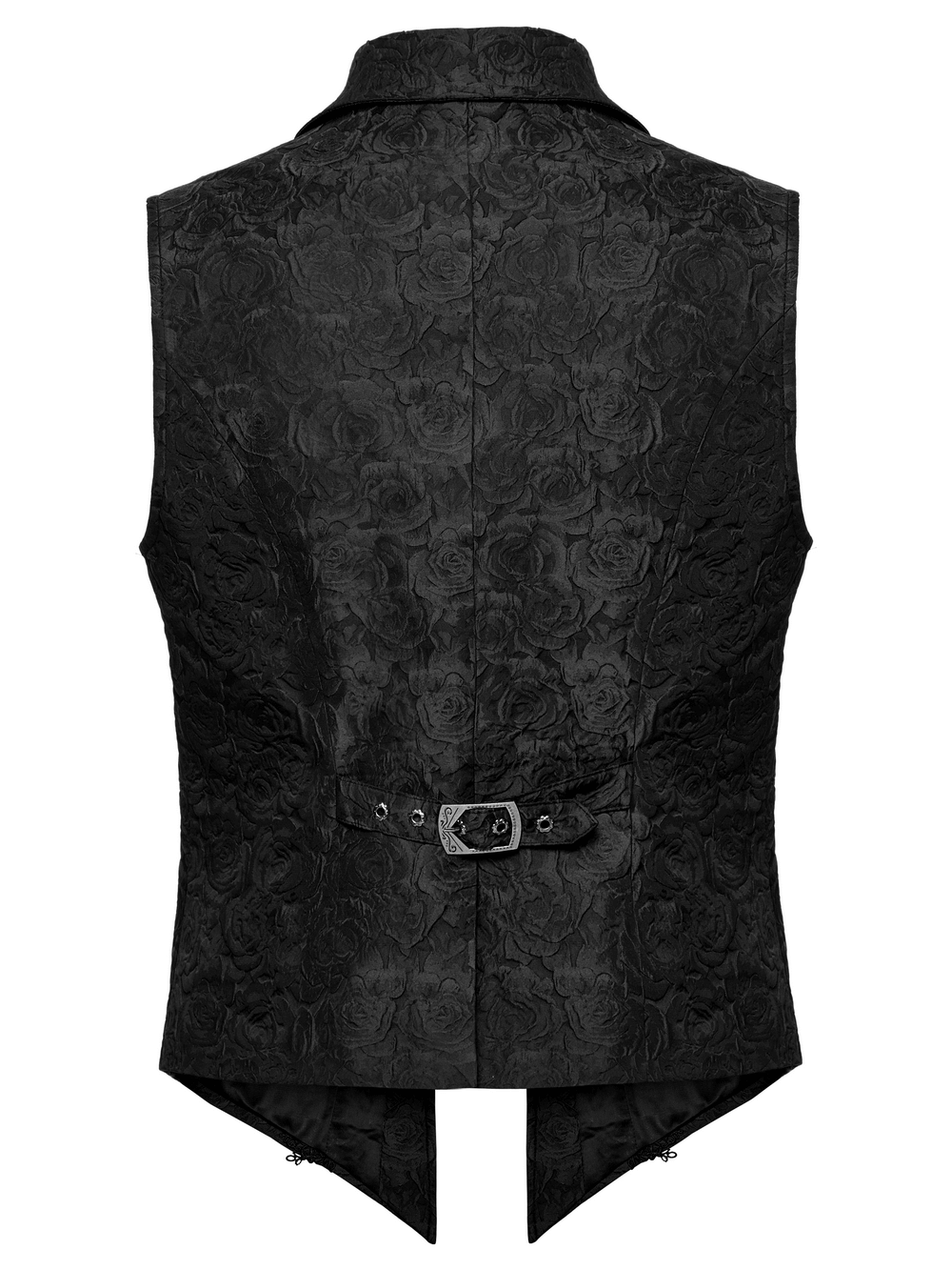 Men's Gothic Zipper Black Waistcoat with Flip Collar
