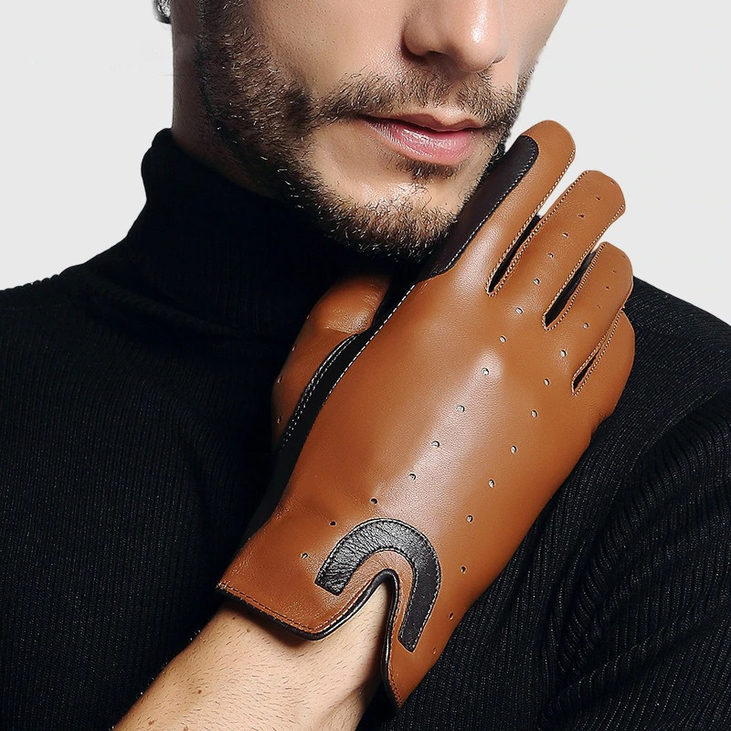 Men's Sheepskin Gloves for Horse Riding / Male Breathable Gloves