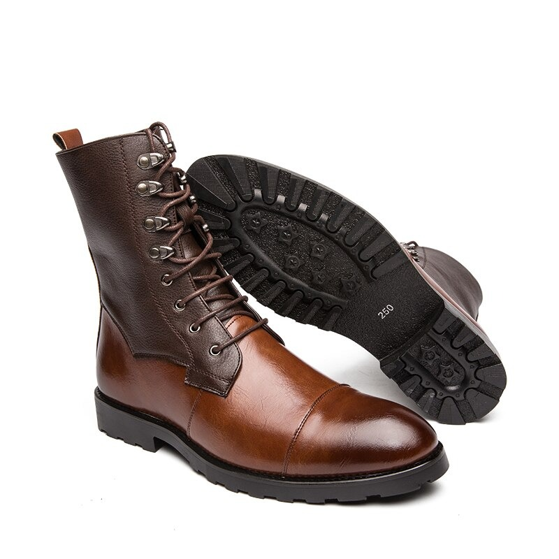 Men's High Top Boots Lace-up / Vintage Leather Footwear British Style / Casual Comfy Male Shoe