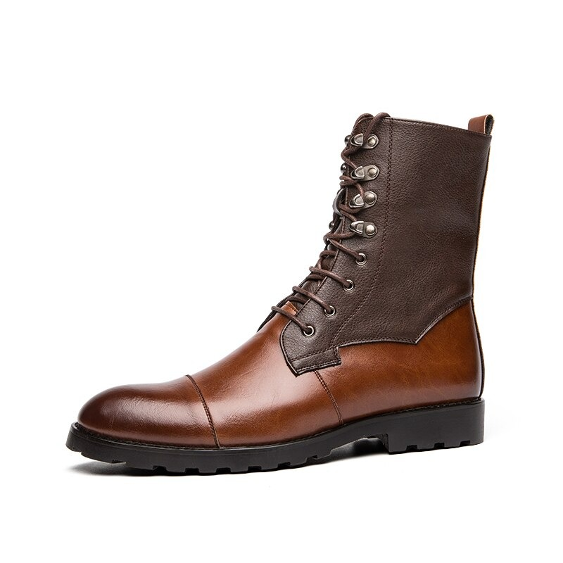 Men's High Top Boots Lace-up / Vintage Leather Footwear British Style / Casual Comfy Male Shoe