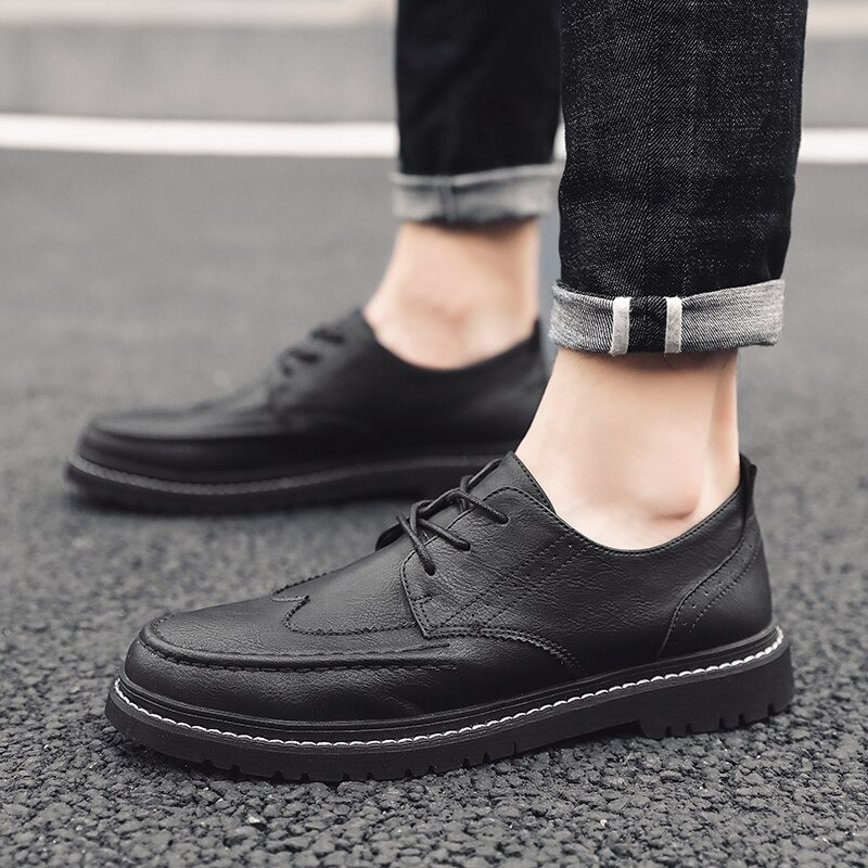 Men's Leather Dress Shoes Lace-up / Fashion Non-Slip Flats Shoes in British Style
