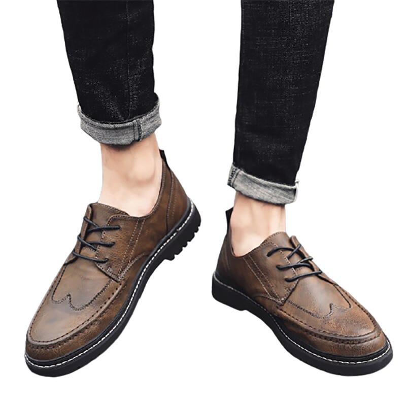 Men's Leather Dress Shoes Lace-up / Fashion Non-Slip Flats Shoes in British Style