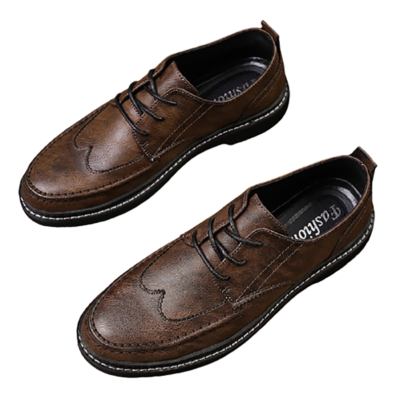 Men's Leather Dress Shoes Lace-up / Fashion Non-Slip Flats Shoes in British Style