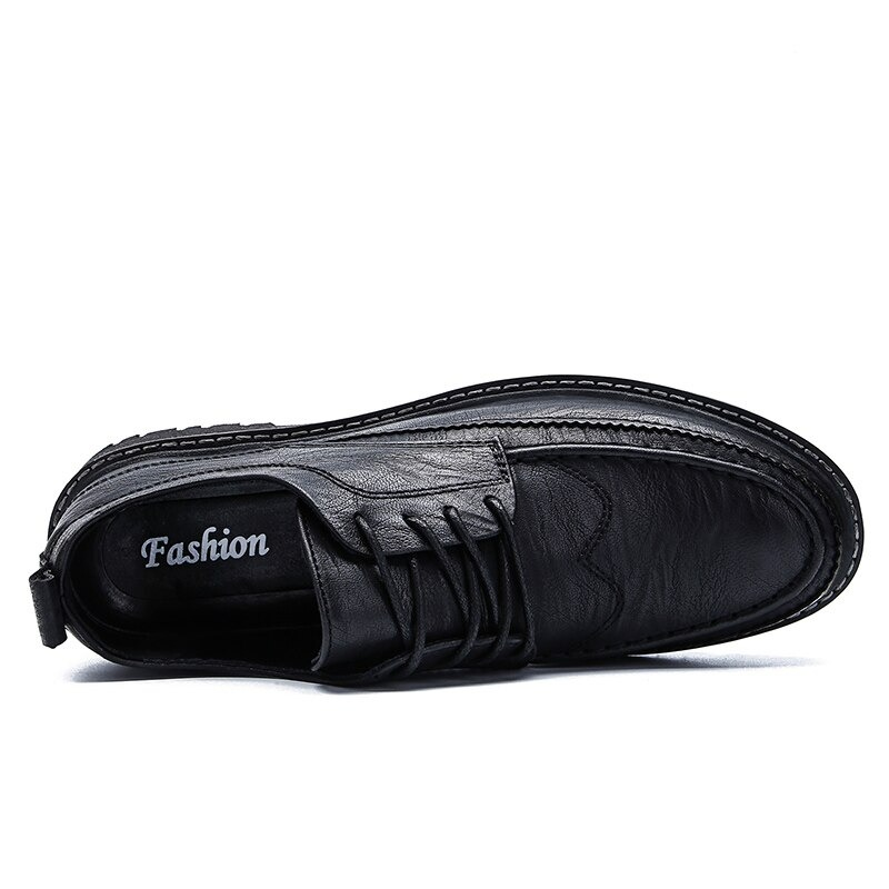Men's Leather Dress Shoes Lace-up / Fashion Non-Slip Flats Shoes in British Style