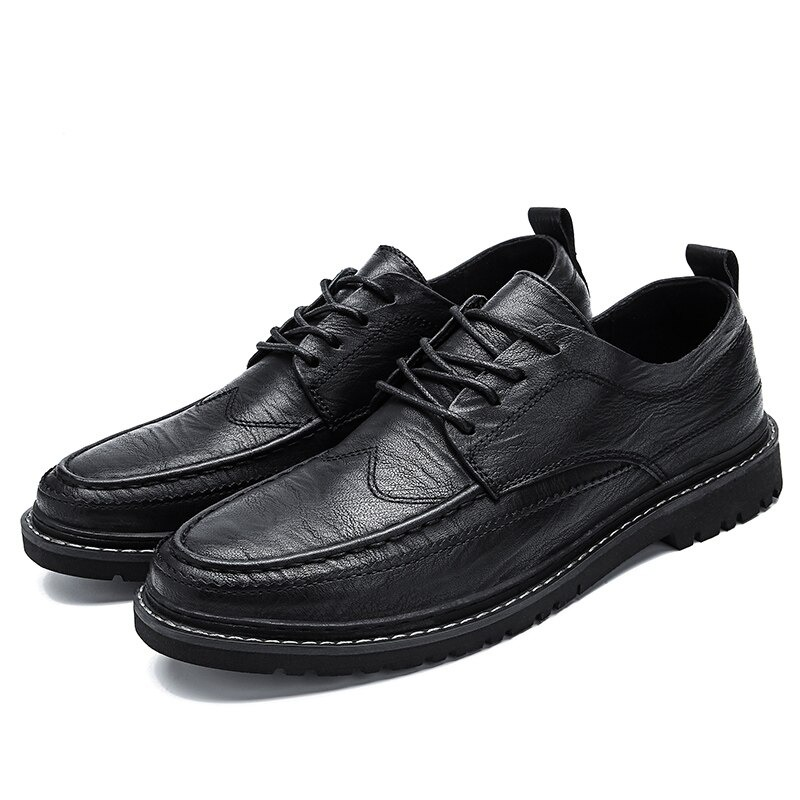 Men's Leather Dress Shoes Lace-up / Fashion Non-Slip Flats Shoes in British Style