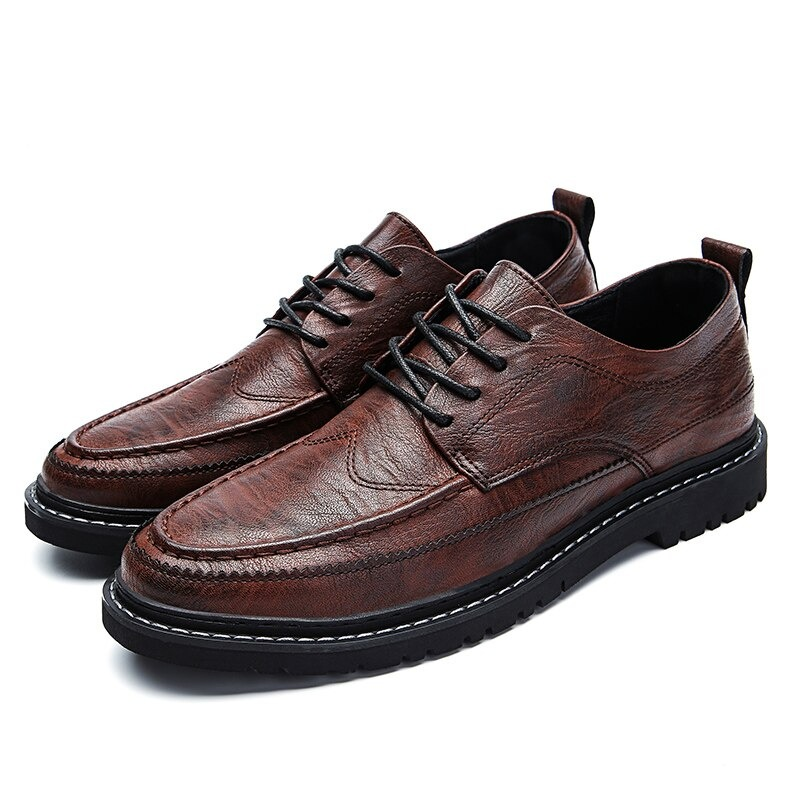 Men's Leather Dress Shoes Lace-up / Fashion Non-Slip Flats Shoes in British Style