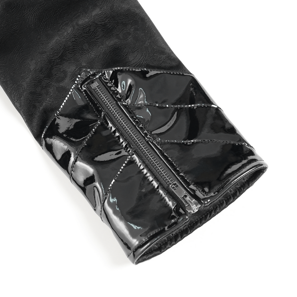 Men's Long Coat with Spikes and Metal Buckle Detail