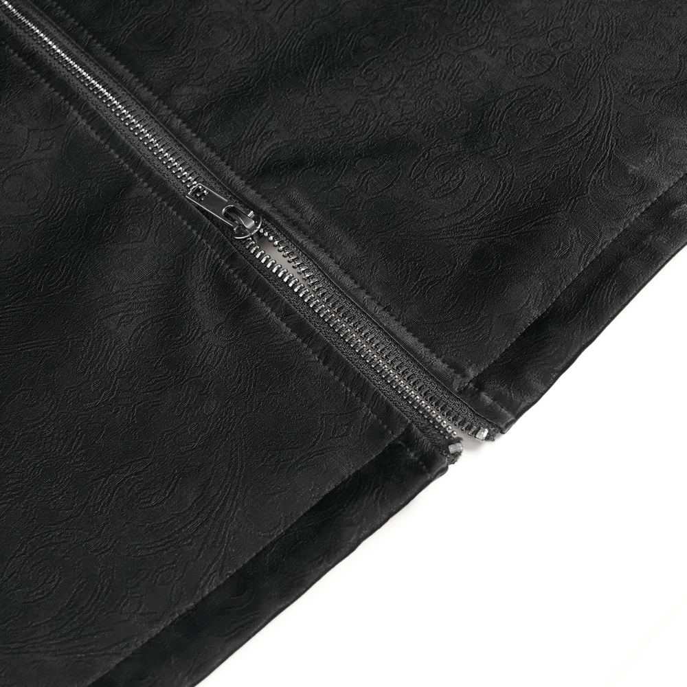 Men's Long Coat with Spikes and Metal Buckle Detail