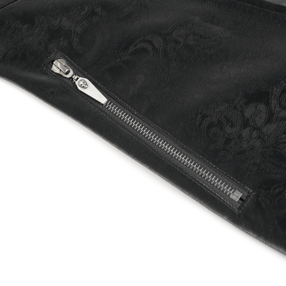 Men's Long Coat with Spikes and Metal Buckle Detail