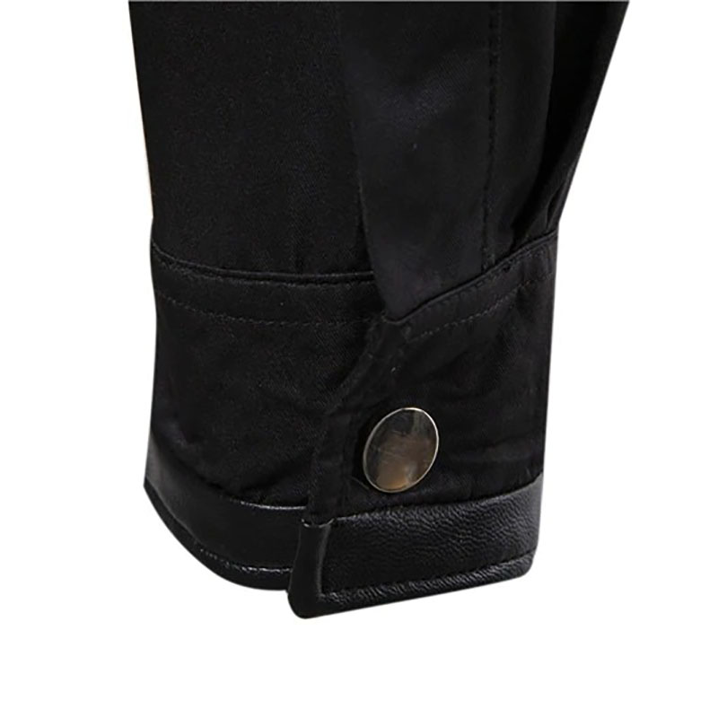 Men's Long Shirt with Rivet in Gothic Style / Solid Color Shirts of Slim Fit