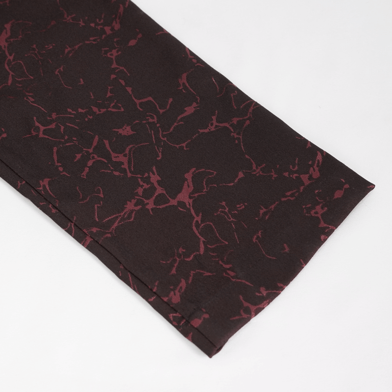 Men's Long Straight Fit Trousers in Gothic Style / Vintage Zipper Front Pants with Lace-Up And Lace