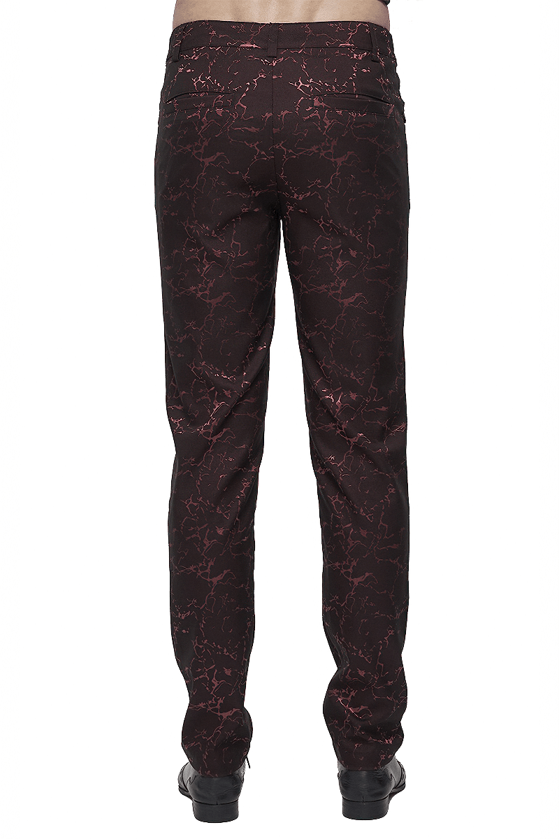 Men's Long Straight Fit Trousers in Gothic Style / Vintage Zipper Front Pants with Lace-Up And Lace