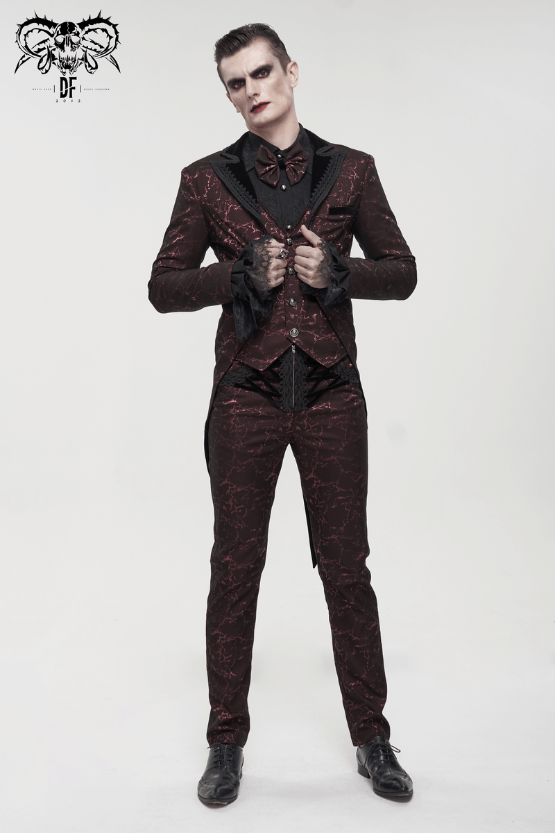 Men's Long Straight Fit Trousers in Gothic Style / Vintage Zipper Front Pants with Lace-Up And Lace