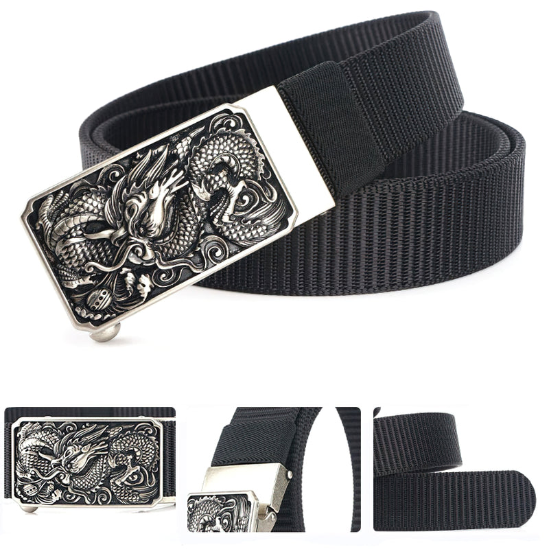 Men's Military Belts With Nylon Body And Zinc Alloy Dragon Buckles / Classic Tactical Soldier Belts