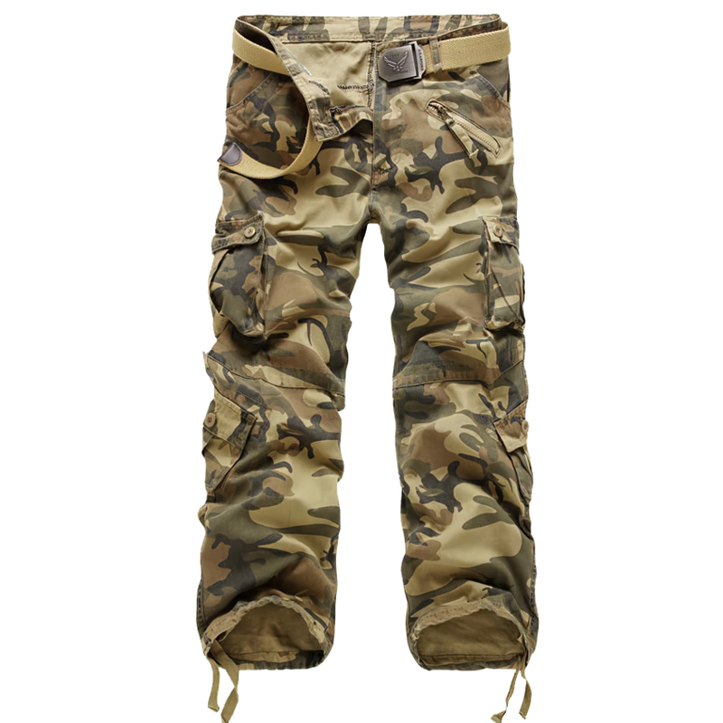 CLEARANCE / Men's military cotton straight pants / Cargo camouflage trousers - US