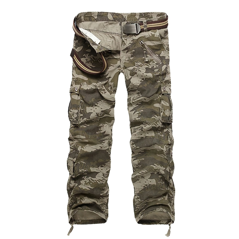 CLEARANCE / Men's military cotton straight pants / Cargo camouflage trousers - US