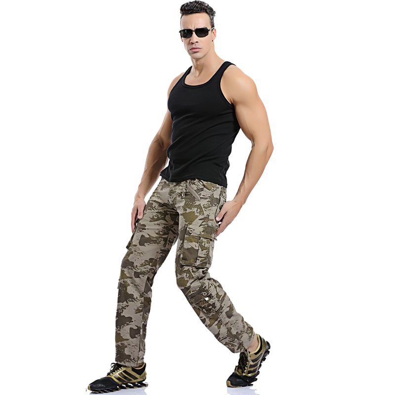 CLEARANCE / Men's military cotton straight pants / Cargo camouflage trousers - US